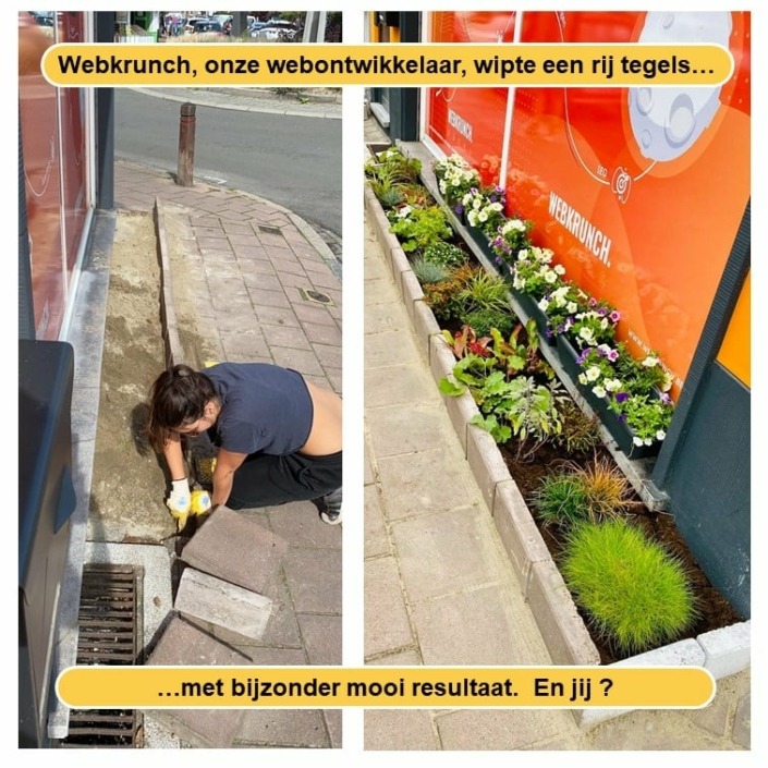 Webkrunch onze webdesigner, wipte een rij tegels